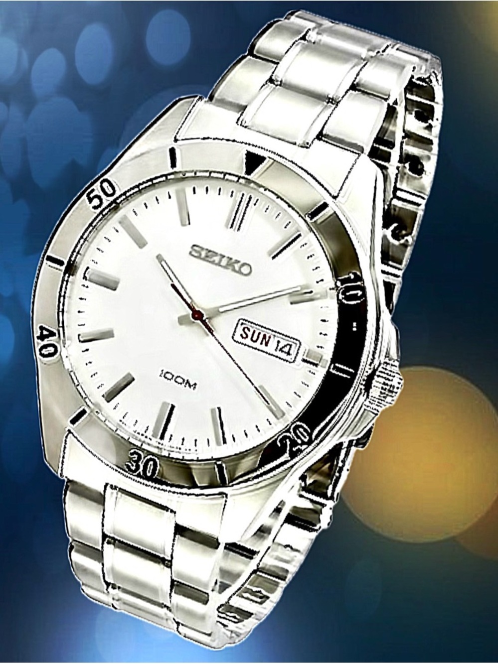 Seiko Silver Men's Watch with White Dial